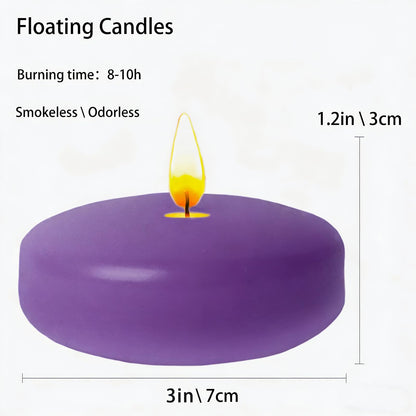 Purple Floating Candles 3 Inch 12 Pack – Paraffin Wax Floating Candle for Weddings, Parties, Worship, Spa & Memorial Décor – Clean Burning & Long Lasting