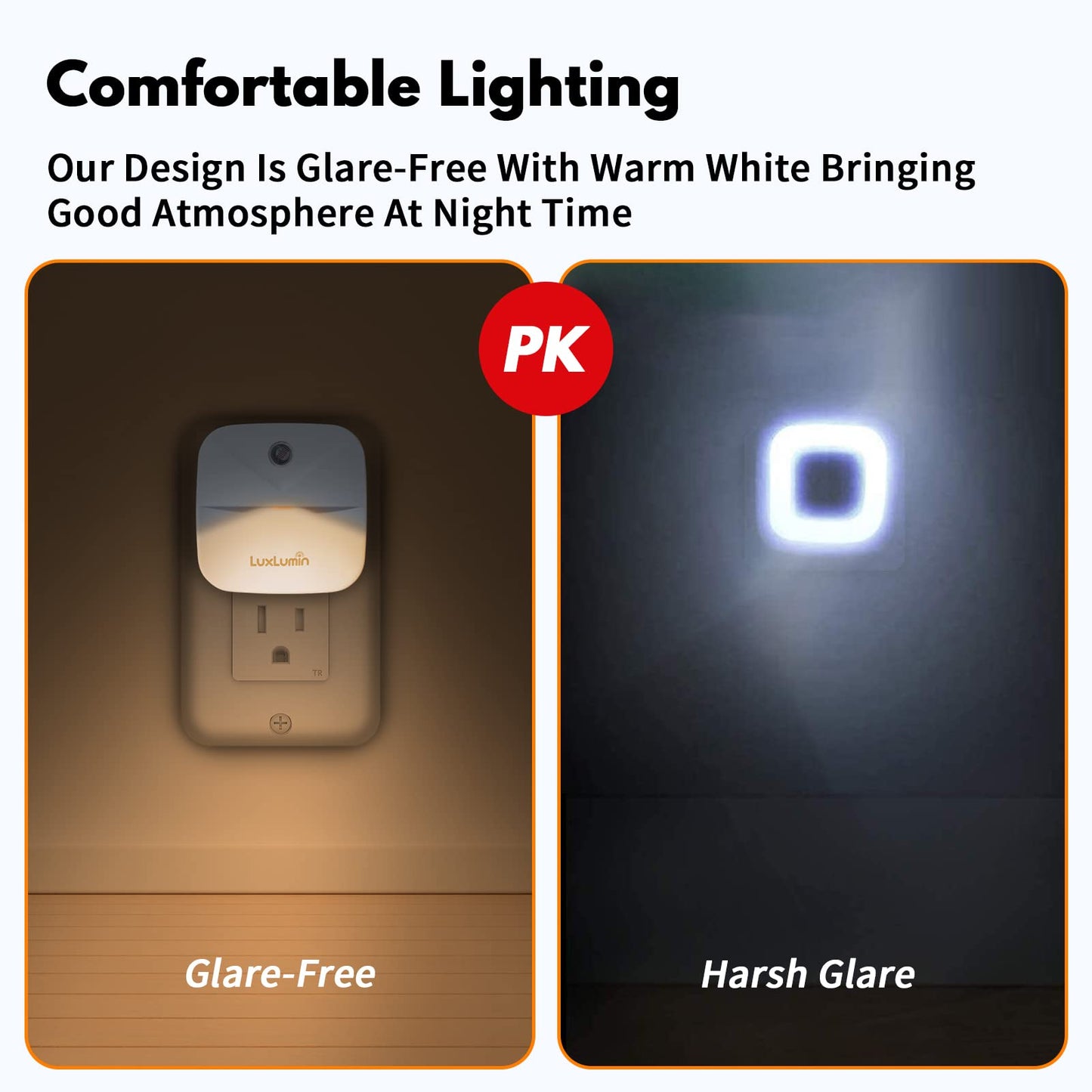 LED Night Lights Plug into Wall with Dusk-to-Dawn Sensor, Automatically Turn on and Off,Night Light for Kids,Bedroom,Bathroom,Stairs, White, 6 Packs