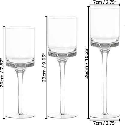 Glass Candleholders Tea Light Candle Holders Clear Wedding Weddings Hurricane Tall Elegant Ideal for Dining Party Home Decor Parties Table Settings Gifts Different Sizes (10 Sets Small Clear)