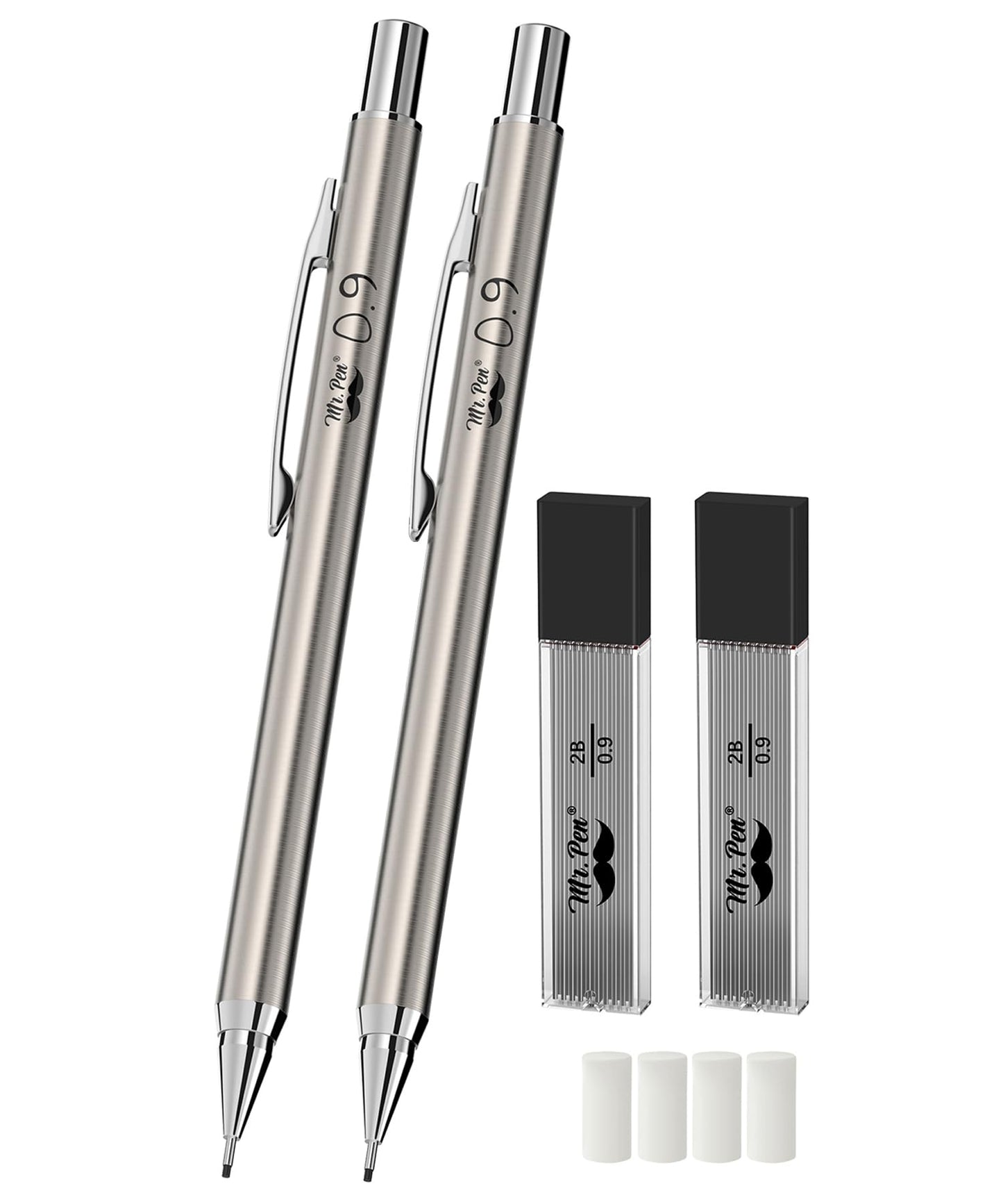 Mr. Pen- Metal Mechanical Pencils, 0.9mm, 2 Pack, Lead Pencil, Mechanical Pencil Metal Mechanical Pencil Mechanical, Mechinal Pencils, Mechanical Drafting Pencil, Back to School Supplies