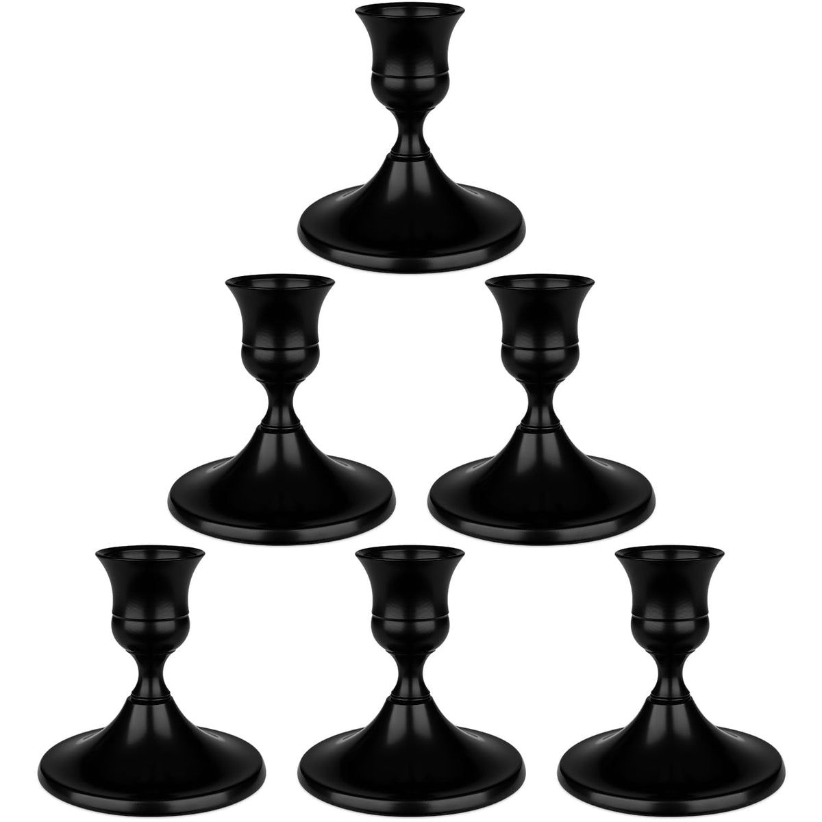 Black Candle Holder Taper Candle Holders, Set of 6 Candlestick Holders Decor for Home Decor, Metal Taper Candleholder for Fall Thanksgiving Halloween Christmas Table Fireplace Decor