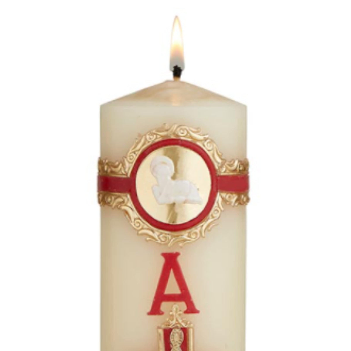 Needzo Lamb of God Paschal Candle Catholic Church Supplies, Home Prayer Space Sanctuary Decoration, Unscented Pillar Candles, 8 Inches