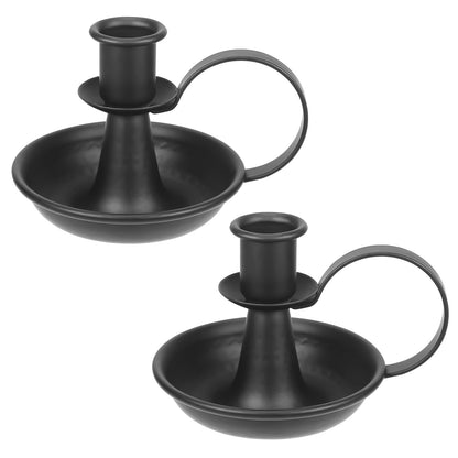 Mofunci Retro Black Candlestick Holders, Iron Taper Candle Holders Set of 2, Candle Sticks Holder Decor for Wedding Party Home Table Mantel