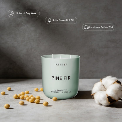 Pine Fir Scented Candle for Home - 3-Wick 14.1oz 80-Hour Long Burning, Non-Toxic Soy Wax Candles - Aromatherapy Candle for Positive & Relaxation, Crisp Woody Forest Scent for Home Decor