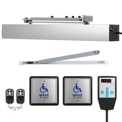 Handicap Door Opener, Automatic Swing Door Operator for Disabled People, Low Energy ADA with Stainless Steel Wave-to-Open Buttons