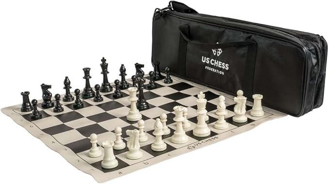 U.S. Chess Supreme Triple Weighted Chess Set Combo (Black)