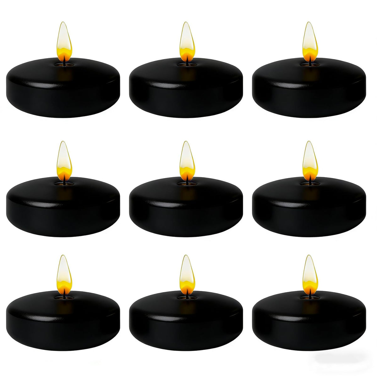 Black Floating Candles 3 inch 12 Pack - Floating Candles for centerpieces - Wedding Decor - Burning Time 8-10 Hours