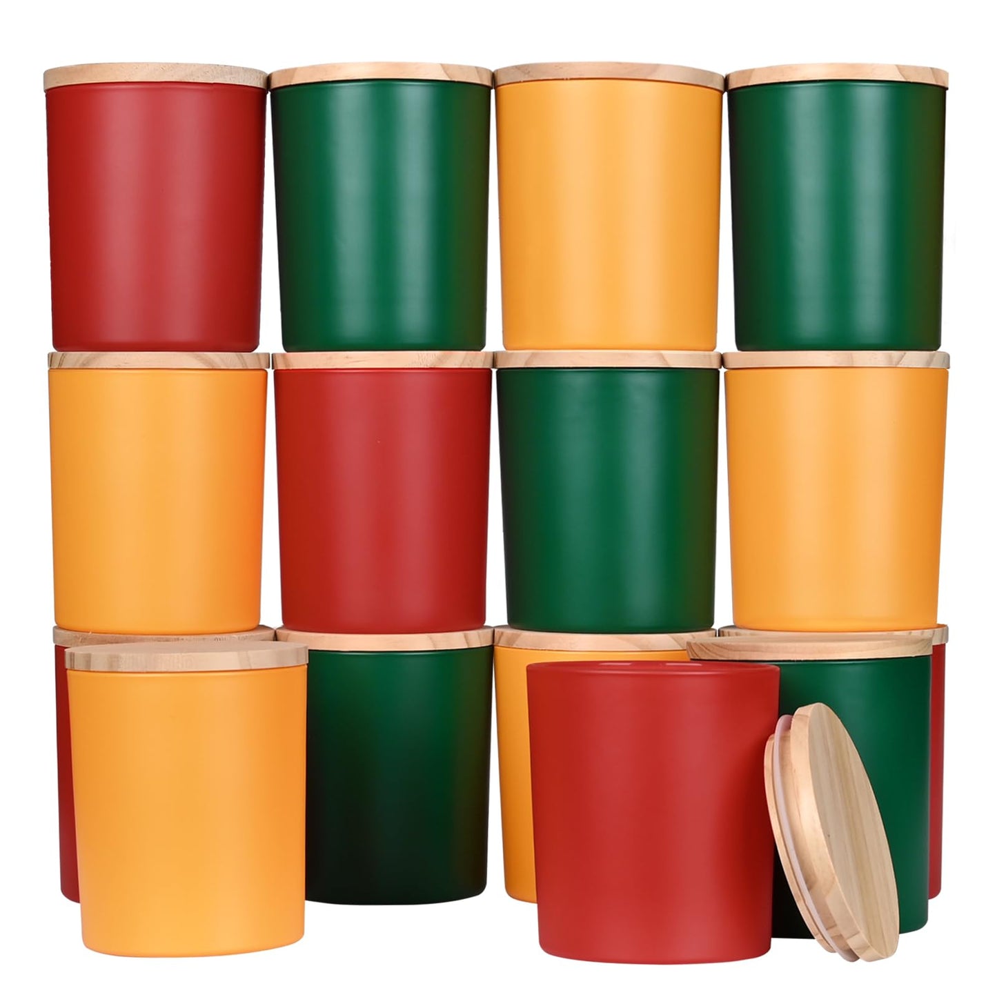 SHOWIN 10 OZ Thick Candle Jars for Making Candles 15 Pcs, Empty Jars with Wood Lids for Candle Making, Sample Container, Christmas