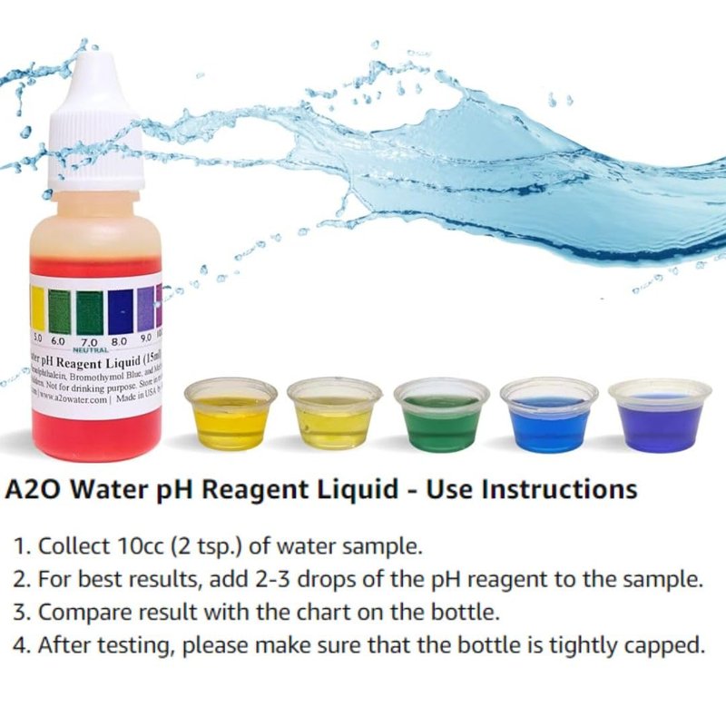 Alkaline Water, Tap, and Drinking Water Accurate Measure of pH Level, Test kit wht, up to 125 Tests per Bottle 0.50 Fl Oz by A2O Water - Made in USA