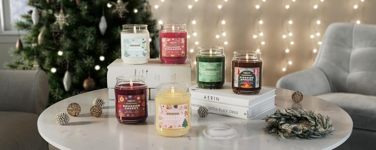Candle-lite Holiday Scented Candles, Golden Saffron & Bourbon Caramel Blend, 18 oz Single-Wick Jar, Proudly Poured in USA, Christmas Home Decor, 110 Hours of Burn Time, Holiday Gift for Men and Women