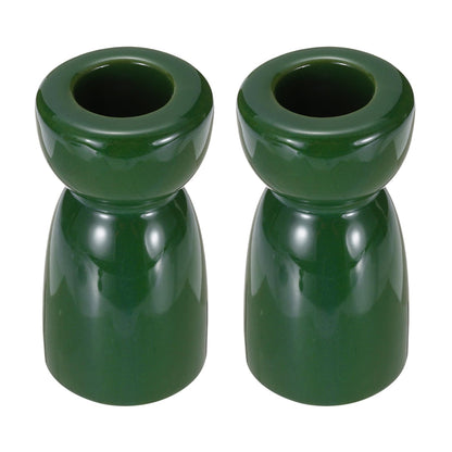 uxcell 2 Pack Candlestick Holder Bright Dark Green Ceramic Taper Candle Holder Candle Stand Holders Modern Style Decoration for Centerpiece Tabletops Anniversary