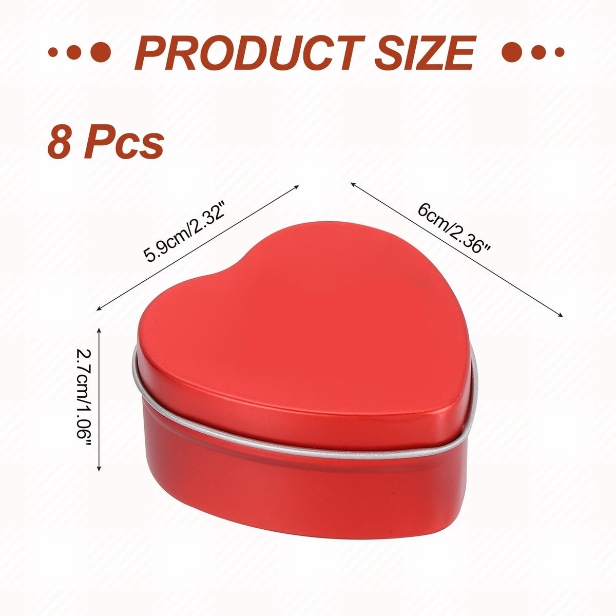 MECCANIXITY Heart Shaped Candle Tins, 2 oz Empty Metal Tin Cans Candles Containers for Candle Making Candies Gifts DIY Crafts, Red, Pack of 8
