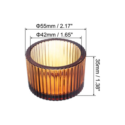 PATIKIL 2 Pcs Tealight Candle Holder, Tea Lights Candle Holder Glass Votive Candle Holders Glass Candle Holders for Table Centerpiece Decor Wedding Dinner Party, Brown