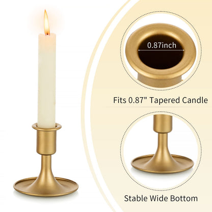 Romadedi Hurricane Candlestick Holders Gold - Taper Candle Holders Tall Clear Glass Cylinder for Wedding Table Centerpieces Party Decor Birthday Christmas Home Decorations Set of 2