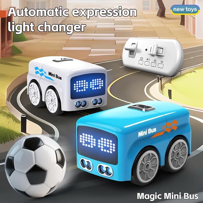 jaming RC Mini Bus2.4G Remote Control Car Vehicles City Buses Toy Classic Baby Vehicle Remote Control Car with LED Lights and Gesture Sensing Bus Toy Gift for Children Kids Boys Girls (Blue)