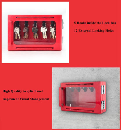 Lockout Tagout Group Lock Box Wall Mount Industrial Scientific Gauge Steel Group Loto Box Visual Acrylic Safety Lock Case