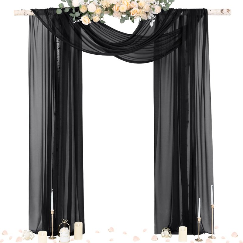 Socomi Wedding Arch Draping Fabric 29" x 20Ft 2 Panels Champagne and Terracotta Sheer Outdoor Curtain Drapes Extra Long for Bridal Baby Shower Birthday Party Decor