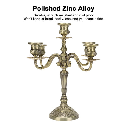 5 Arms Candelabra Scratch Resistant Rustproof Vintage Tall Candelabra for Weddings Parties