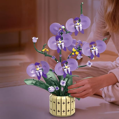 39119 Moth Orchids Building Blocks Flower Set 832 Pieces of Floral and Plant Series Block Sets Adult Creative Enthusiast Model Gifts and Unique Collectibles Can be Used for Room Decoration
