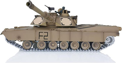 Heng Long US in Stock Ver M1A2 Abrams RC Tank 2.4G 1/16 Scale 7.0 Upgraded Metal RTR Tank 3918 340° Rotating Turret Infrared Combat Smoking Unit Armored Combat Tank BB Shooting Airsoft Tank