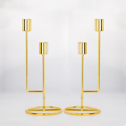 HAVITI Double-Headed Candle Holder, Gold Tall Candlestick Holder, Set of 2 Taper Candle Holders for Halloween Christmas Wedding Centerpiece Dining Fireplace Mantle Home Decor
