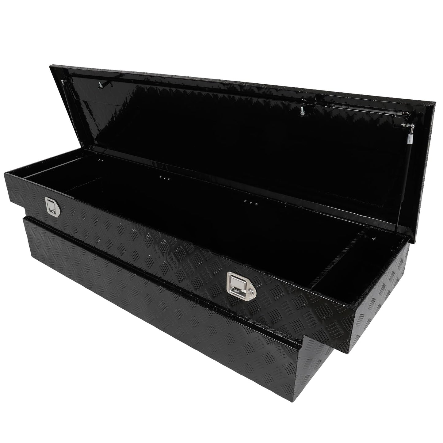 SCITOO 69" Aluminum Diamond Plate Truck Bed Tool Box,Heavy Duty Crossover Storage for Most Full Size Pickups,Lockable Weatherproof Chest,Fits 69"WX20"DX20"H Truck Beds,Easy Access to Load and Unload