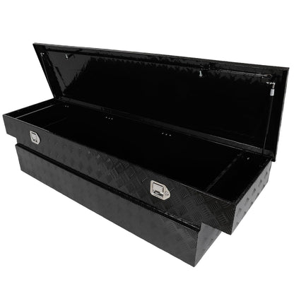 SCITOO 69" Aluminum Diamond Plate Truck Bed Tool Box,Heavy Duty Crossover Storage for Most Full Size Pickups,Lockable Weatherproof Chest,Fits 69"WX20"DX20"H Truck Beds,Easy Access to Load and Unload