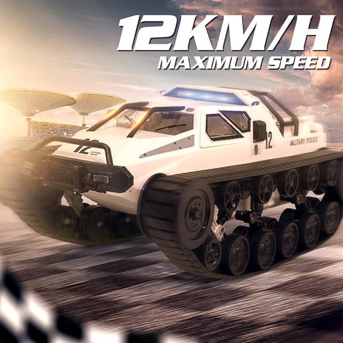 GoolRC RC Tank Car 1/12 Scale 2.4GHz Remote Control Tank 360?Rotating Off-Road RC Crawler Military Vehicle with Rechargeable Battery Gifts for Adults (Black)