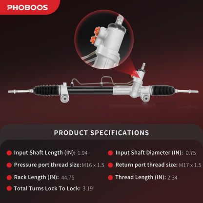 PHOBOOS Hydraulic Power Steering Rack and Pinion Assembly Compatible with Toyota Camry 2007-2011, Avalon 2005-2012 & Lexus ES350 2007-2012, New Unit, Leak Resistance, Direct Fit, Ref.97-2630, 26-2630