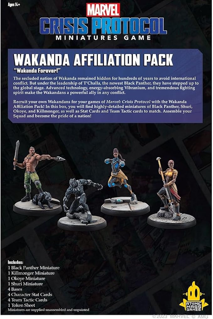 Marvel: Crisis Protocol Wakanda AFFILIATION PACK - Forge the Unstoppable Wakandan Team! Tabletop Superhero Game Ages 14+ 2 Players 90 Minute Playtime Made by Atomic Mass Games