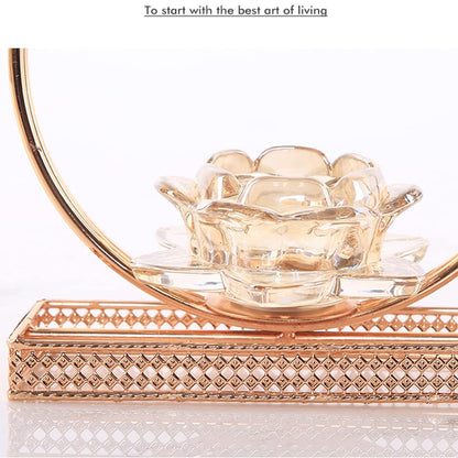 Candlestick Holders New Chinese Candle Holder Creative Crystal Glass Metal Candle Holder Ornament Home Restaurant Desktop Candlelight Dinner Candle Holders(Size:B)
