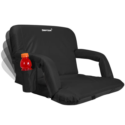 Driftsun 2 Pack Standard Size Stadium Seats with Back Support - Deluxe Foldable Stadium Chairs for Bleachers - Folding Waterproof Sport Chair - Easy to Transport
