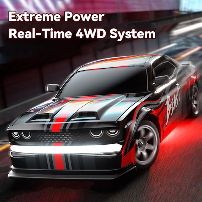 SG218PRO 1/16 RC Drift Car for Adults 2.4G Full-Proportional 4WD Mini Remote Control Racing Car with LED Lights 25KM/H Electric 2 Batteries Sports Cars Toy Gift -RTR