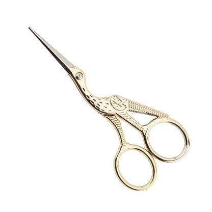 BIHRTC 4.5" Stainless Steel Sharp Tip Classic Stork Scissors Crane Design Sewing DIY Tools Dressmaker Shears Scissors for Embroidery, Craft, Needle Work, Art Work & Everyday Use (Gold)