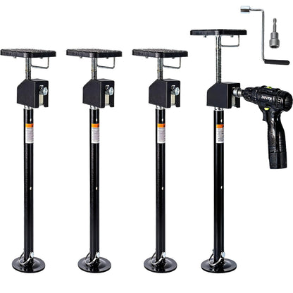 Garvee 4 Pack RV Slide Out Supports Jack with a Flat Top Support Block, RV Stabilizer Jacks Supports Up to 20,000lbs, 21"-49" Quick-Lift Adjustable - Drill & Hand Crank Compatible for Campers & RVs