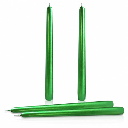 Emerald Green Taper Candles Set of 4, 10 Inch Handmade Candle Stick, Metal Candlesticks, Unscented Tapered Candles for Christmas Dinner Table Decor Gift