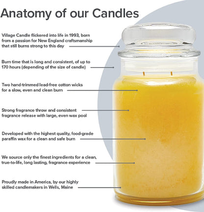 Village Candle Pure Linen Large Glass Apothecary Jar, Scented Candle, 21.25 oz., White