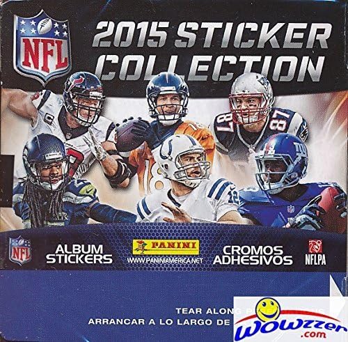 2015 Panini NFL Football Sticker MASSIVE 50 Packs Factory Sealed Box with 350 Stickers! Look for all The Top NFL Superstars including Tom Brady Peyton Manning Russell Wilson Andrew Luck &amp Many M
