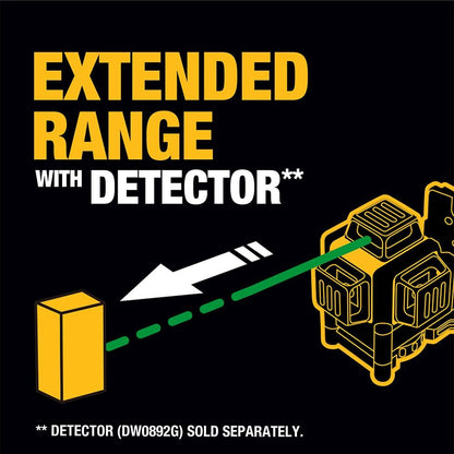 DEWALT Laser Level 360 Self Leveling, 3 Way Green Laser Leveler Tool 12V MAX with 2.0Ah Battery, Charger and Durable Carrying Case, 100 Ft, Tripod Compatible (DW089LG)