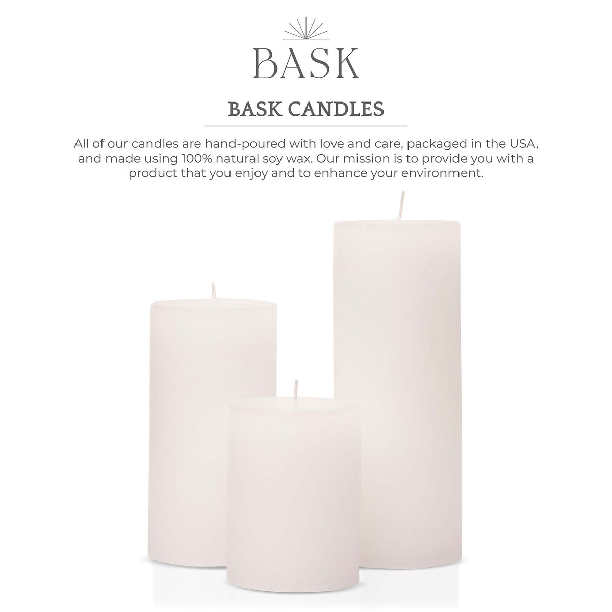 BASK Mottled Pillar Candles - Unscented White Pillar Candles Set of 3 - Dripless, Smokeless for All Occasions