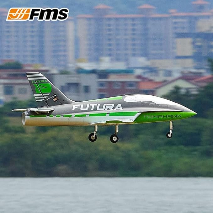 FMS Rc Jets Futura 64MM EDF Sport Jet Green rc Airplanes for Adults for Trainers EDF for Beginners 6 Channel Remote Control Planes PNP(NO Transmitter Batteries and Charger)