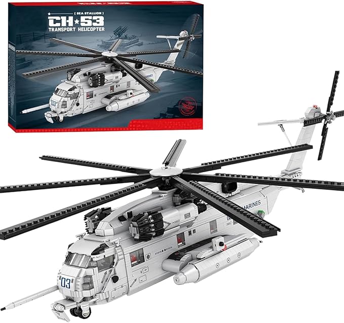 Military Helicopter Building Block Toy 1/35 Ch-53E Building Set Fighter Jet Airplane Toy Model for Teenagers and Adults(2192 Pieces)