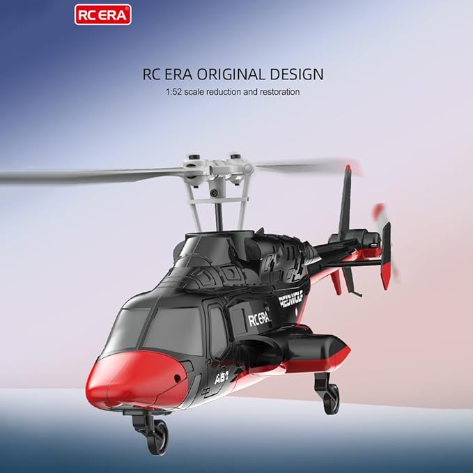 RC ERA A61 Flyingwolf RC Helicopter Model 1:52 Scale Single Rotor 4CH RC Helicopter with Optical Flow Positioning One-Key Start RTF Gyro Stabilized Aircraft for Adults Beginners