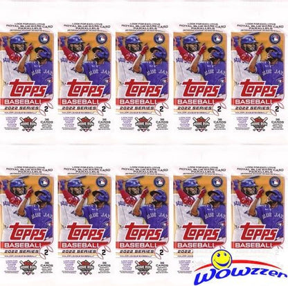 Lot of (10) 2022 Topps Series 2 Baseball EXCLUSIVE Factory Sealed JUMBO FAT CELLO Packs with 360 Cards! Loaded with Rookies Inserts Short Prints &amp Parallel WOWZZER!