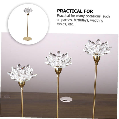 GETAJGHSD Crystal Lotus Candlestick Holder, Small Metal Candle Stand Gold Finish, Decorative Romantic Candleholder for Dining Room and Wedding Décor