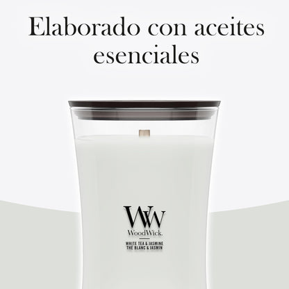 WoodWick Large Hourglass Scented Candle, White Tea & Jasmine