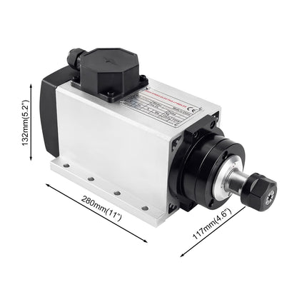 CNC Spindle CNC Motor 110V 2.2KW 2200W ER20 Square Air Cooled Spindle Motor 4 Bearings 24000RPM 400HZ for CNC Router Machine