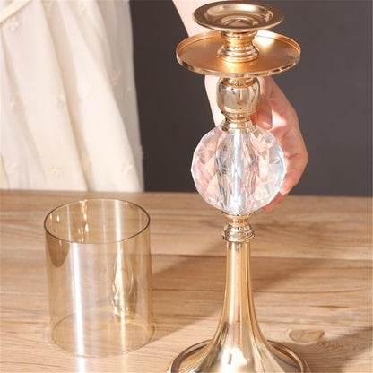Candlestick Holders Light Luxury Metal Glass Tall Candlestick Candlelight Dinner Decoration Ornaments Candle Holders(Small)