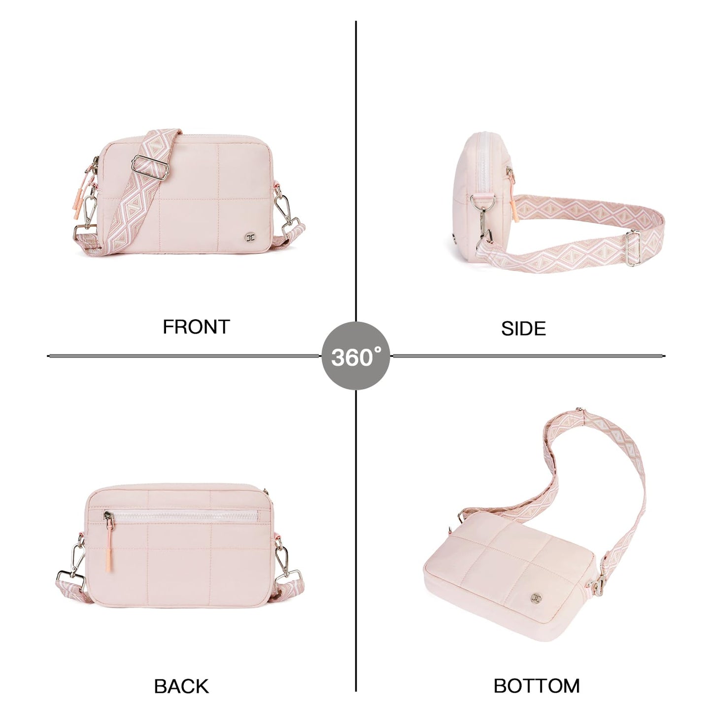 Telena Crossbody Bags for Women Cross Body Purse with Guitar Strap Lightweight Puffer Shoulder Bag for Travel
