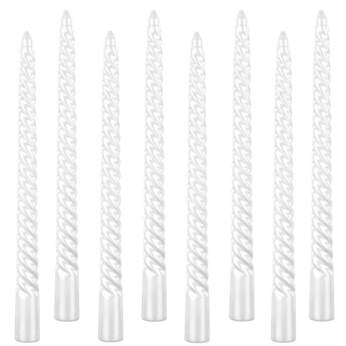 Kemladio 8 pcs 10 inch Taper Candles,Burning Unscented Tapered 7.5 hrs,Fancy Dinner,Tall Candle Sticks, Halloween Party Decorations (8pcs, White)